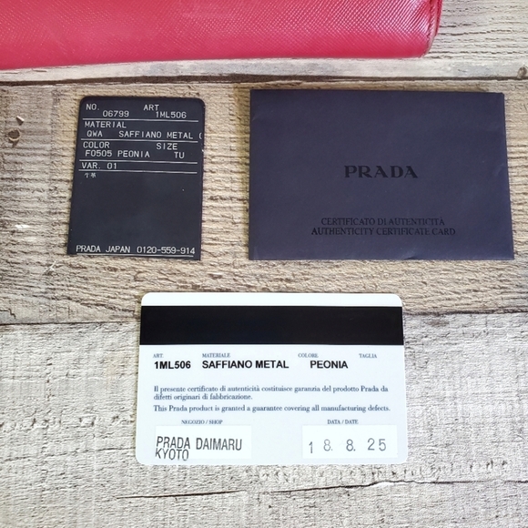 PRADA | Preloved Saffiano Leather Bow Zip Long Wallet 1ML506 in Peonia - Picture 3 of 10